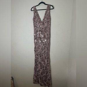 Stunning Mauve Wedding Guest Dress Sparkly Sequins